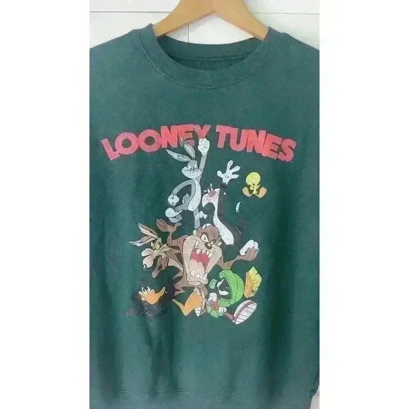 Vintage Looney Tunes Crewneck Sweatshirt Green Size Small Womens - Picture 2 of 6